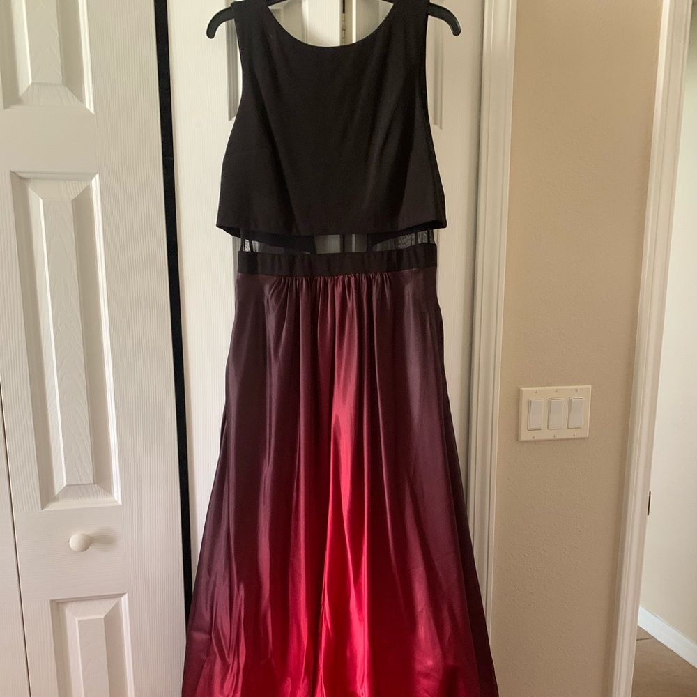 Black/Red Ombré Floor Length Dress
